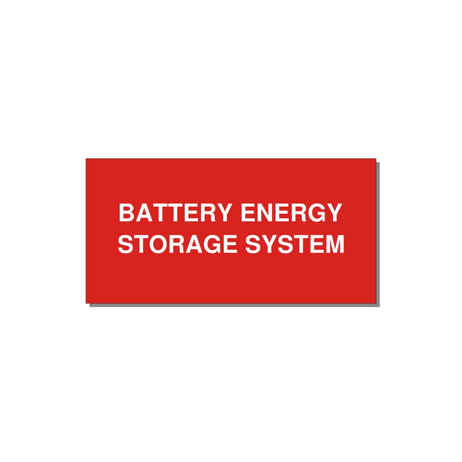4.0x2.0" Safety Label - BATTERY ENERGY STORAGE SY — 4x2" White on Red, Adhesive