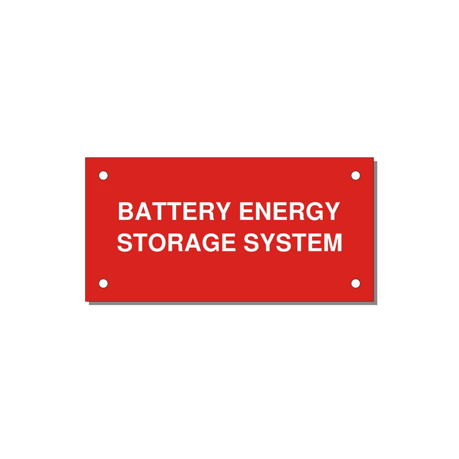 4.0x2.0" Safety Label - BATTERY ENERGY STORAGE SY — 4x2" White on Red, Holes