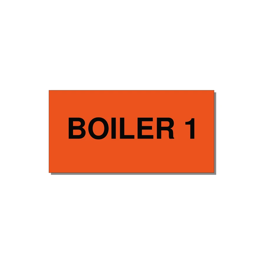 4.0x2.0" Safety Label - BOILER 1 — 4x2" Black on Orange, Adhesive
