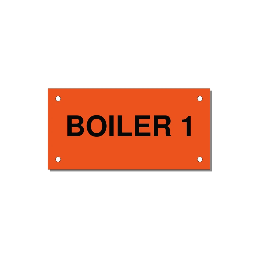 4.0x2.0" Safety Label - BOILER 1 — 4x2" Black on Orange, Holes