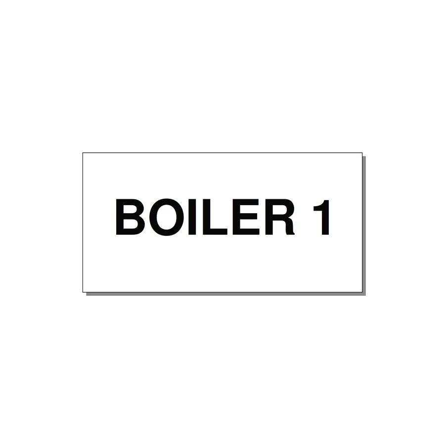 4.0x2.0" Safety Label - BOILER 1 — 4x2" Black on White, Adhesive