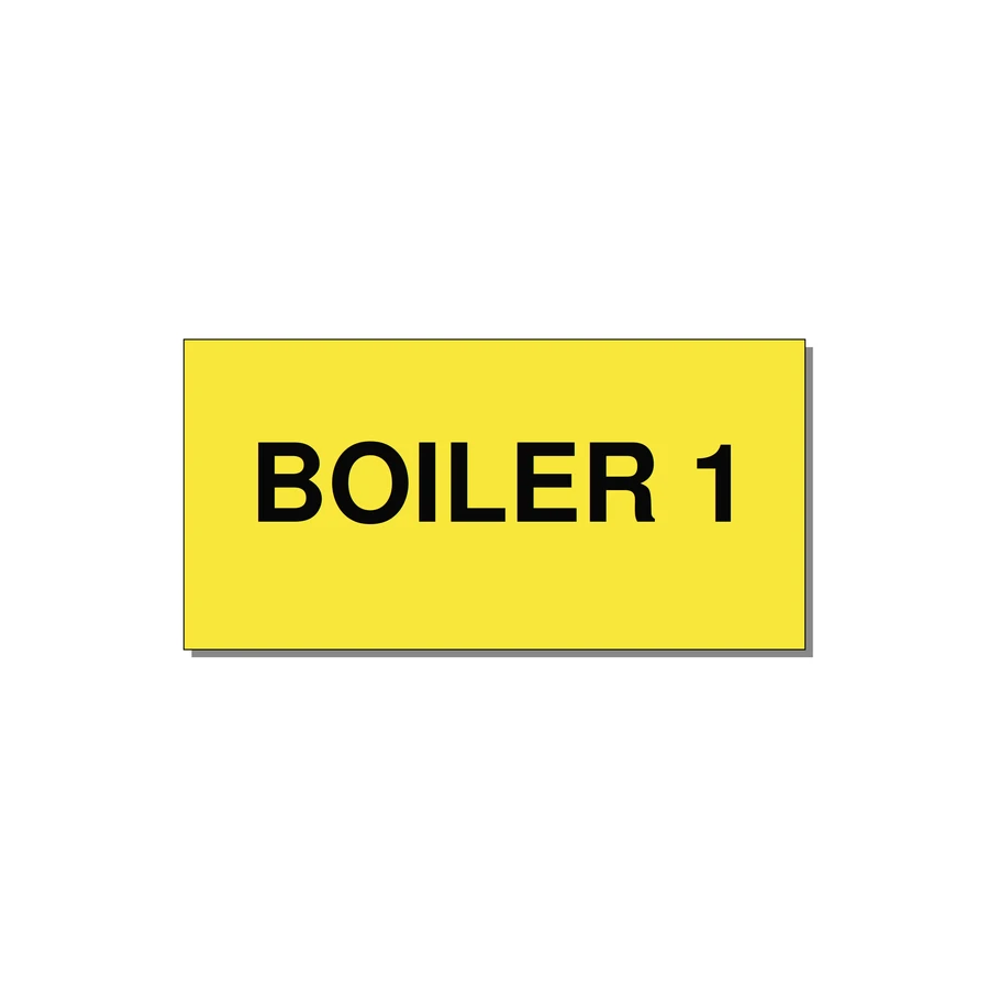 4.0x2.0" Safety Label - BOILER 1 — 4x2" Black on Yellow, Adhesive