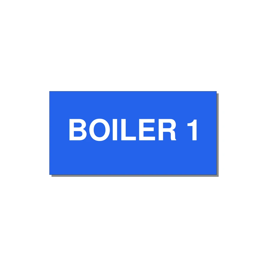 4.0x2.0" Safety Label - BOILER 1 — 4x2" White on Blue, Adhesive