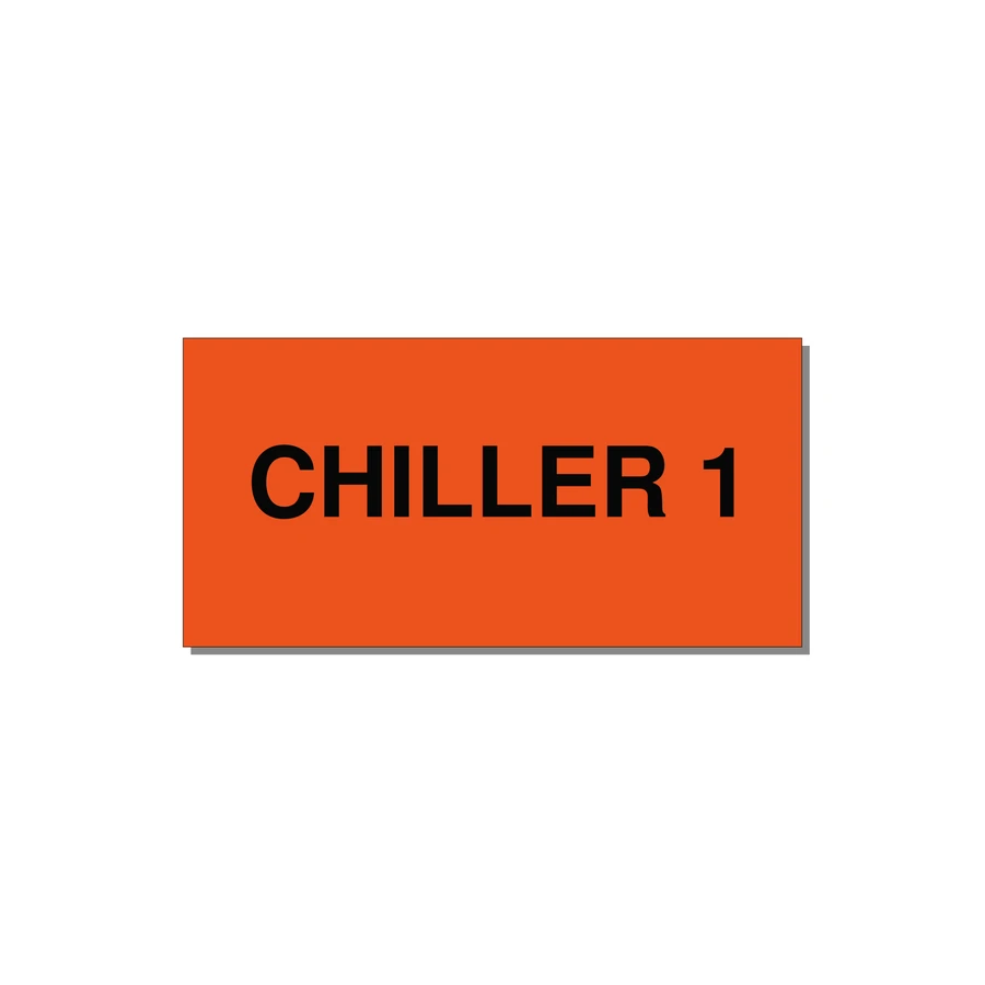 4.0x2.0" Safety Label - CHILLER 1 — 4x2" Black on Orange, Adhesive