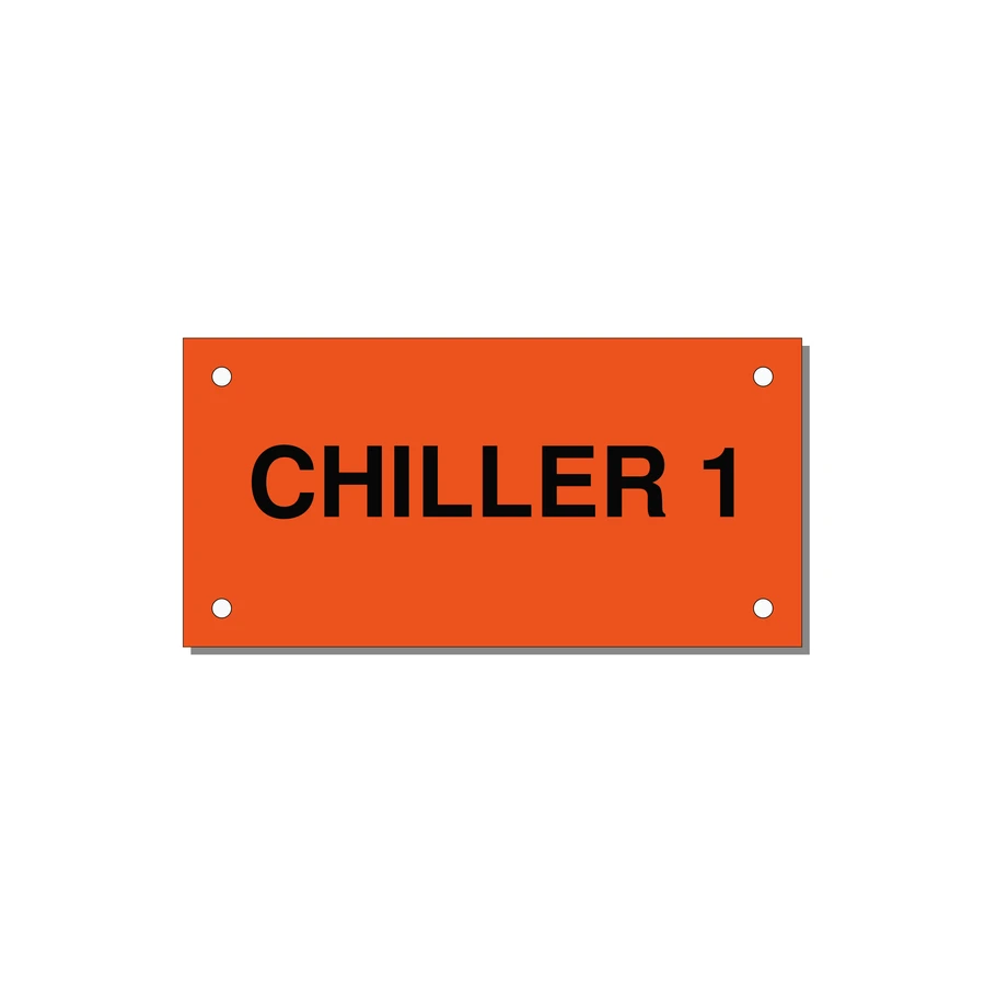 4.0x2.0" Safety Label - CHILLER 1 — 4x2" Black on Orange, Holes