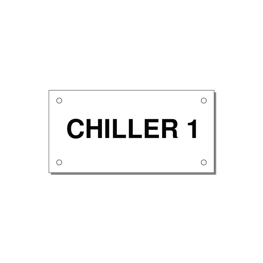 4.0x2.0" Safety Label - CHILLER 1 — 4x2" Black on White, Holes