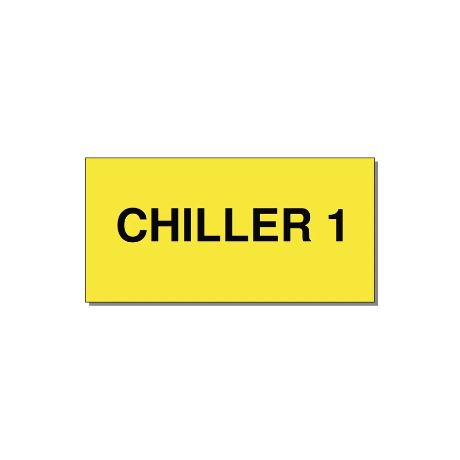 4.0x2.0" Safety Label - CHILLER 1 — 4x2" Black on Yellow, Adhesive