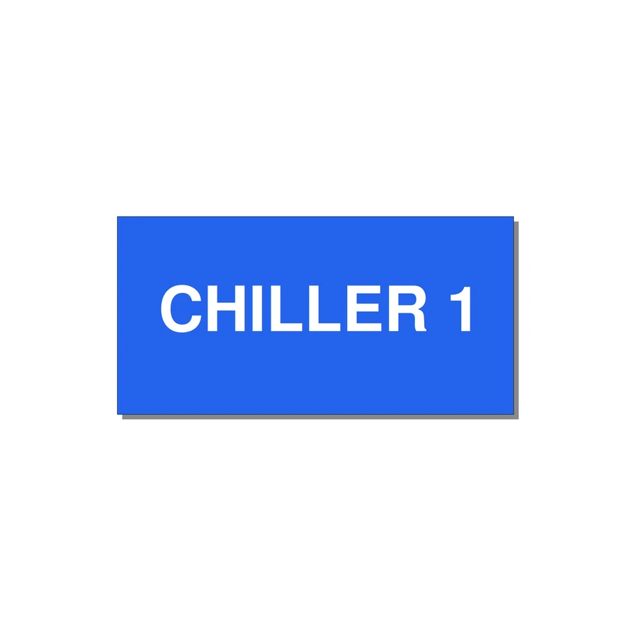 4.0x2.0" Safety Label - CHILLER 1 — 4x2" White on Blue, Adhesive