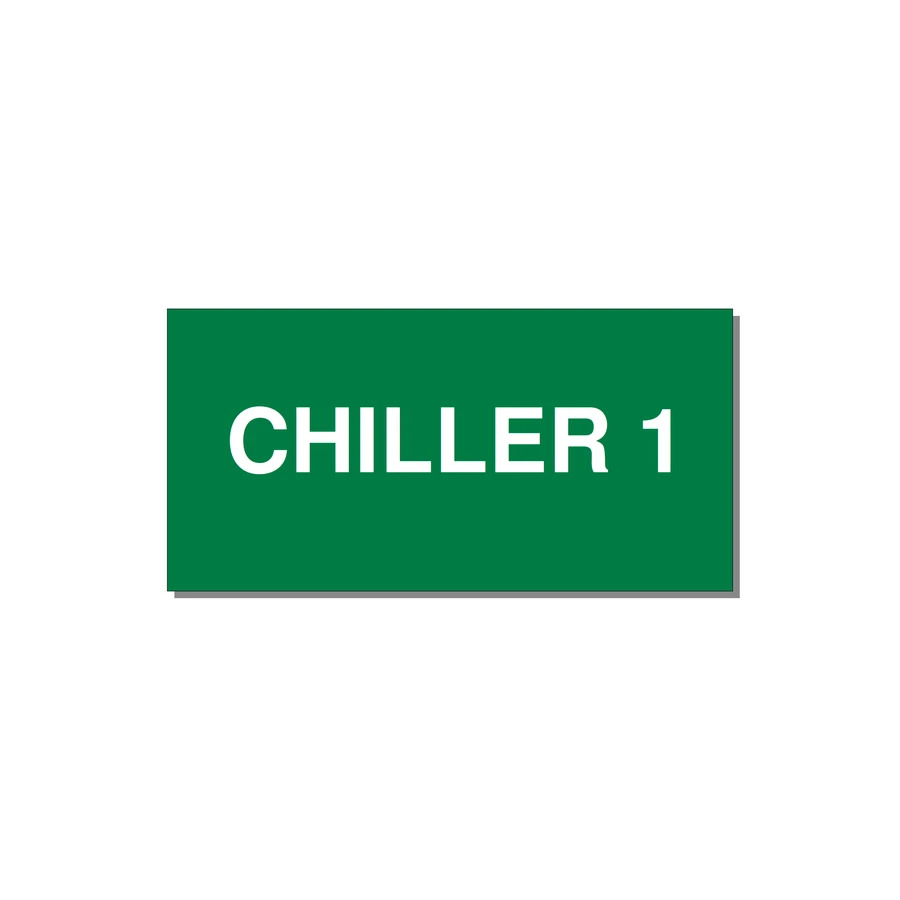 4.0x2.0" Safety Label - CHILLER 1 — 4x2" White on Green, Adhesive