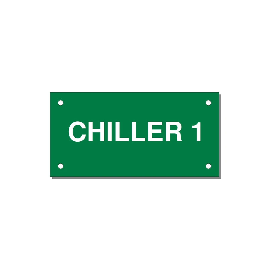 4.0x2.0" Safety Label - CHILLER 1 — 4x2" White on Green, Holes