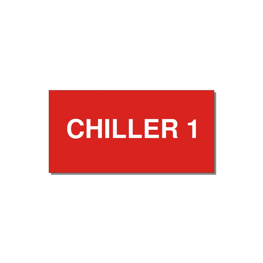 4.0x2.0" Safety Label - CHILLER 1 — 4x2" White on Red, Adhesive