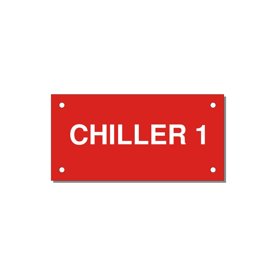 4.0x2.0" Safety Label - CHILLER 1 — 4x2" White on Red, Holes