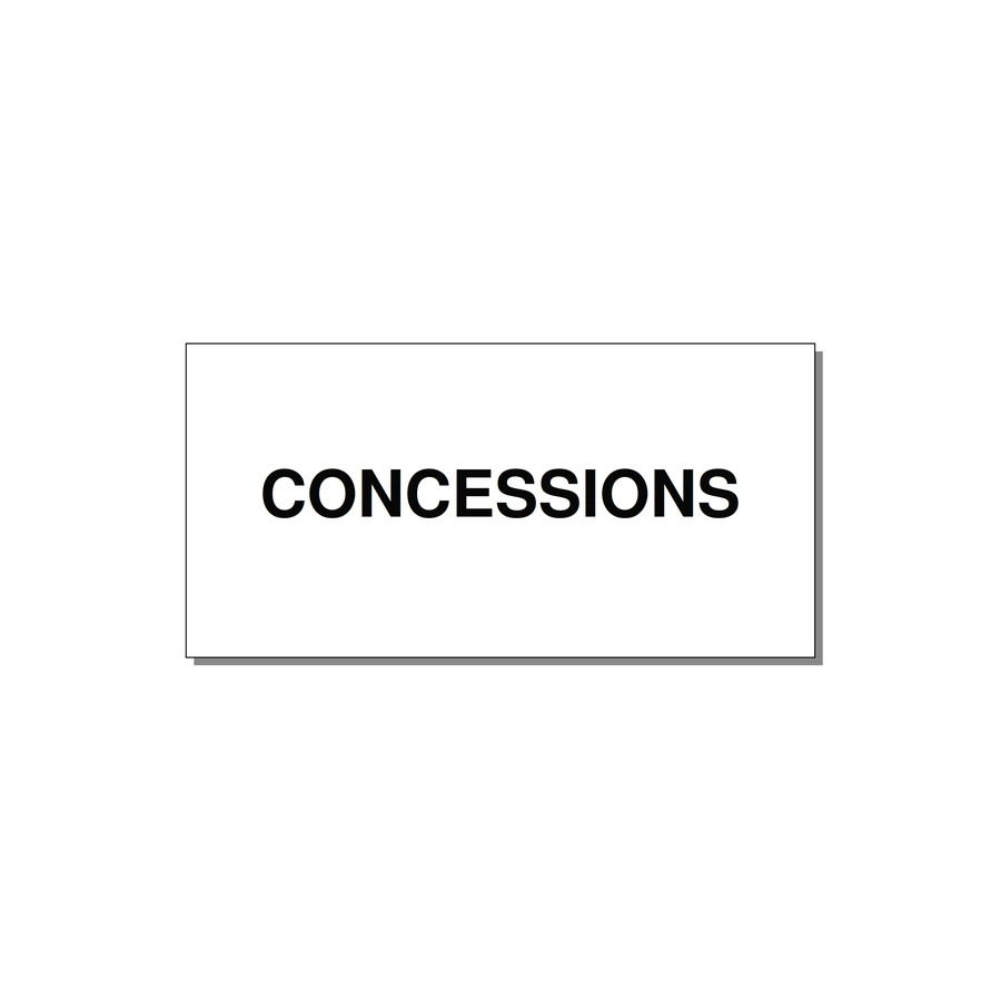 4.0x2.0" Safety Label - CONCESSIONS — 4x2" Black on White, Adhesive