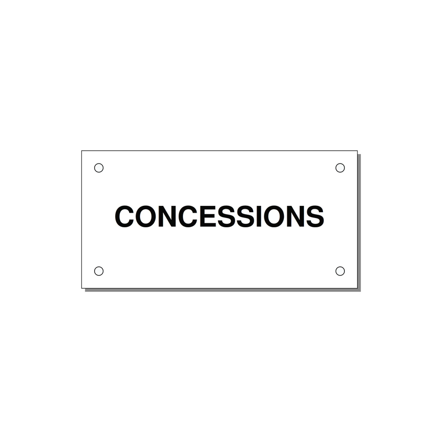 4.0x2.0" Safety Label - CONCESSIONS — 4x2" Black on White, Holes
