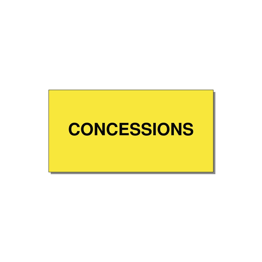 4.0x2.0" Safety Label - CONCESSIONS — 4x2" Black on Yellow, Adhesive