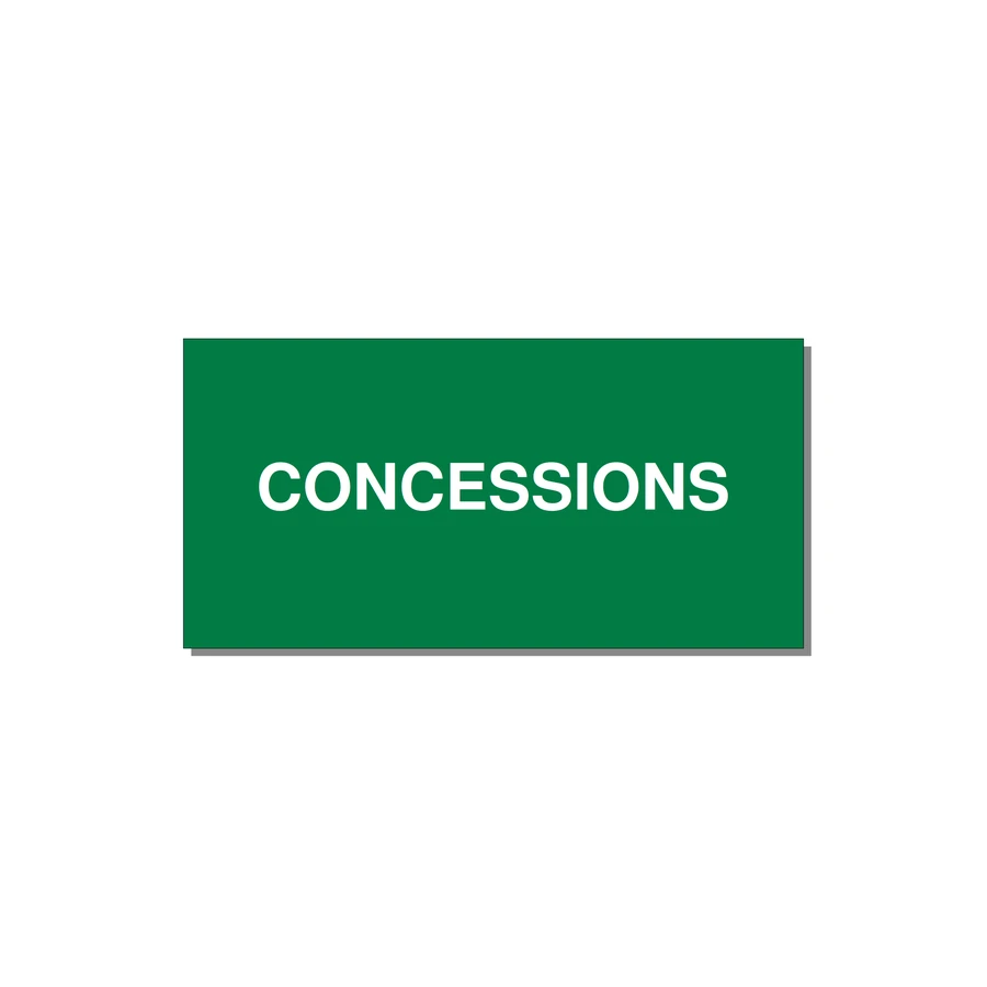 4.0x2.0" Safety Label - CONCESSIONS — 4x2" White on Green, Adhesive