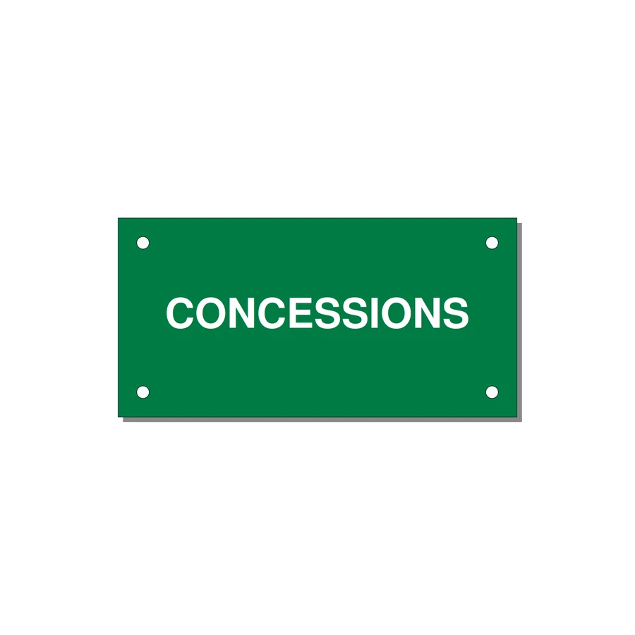 4.0x2.0" Safety Label - CONCESSIONS — 4x2" White on Green, Holes