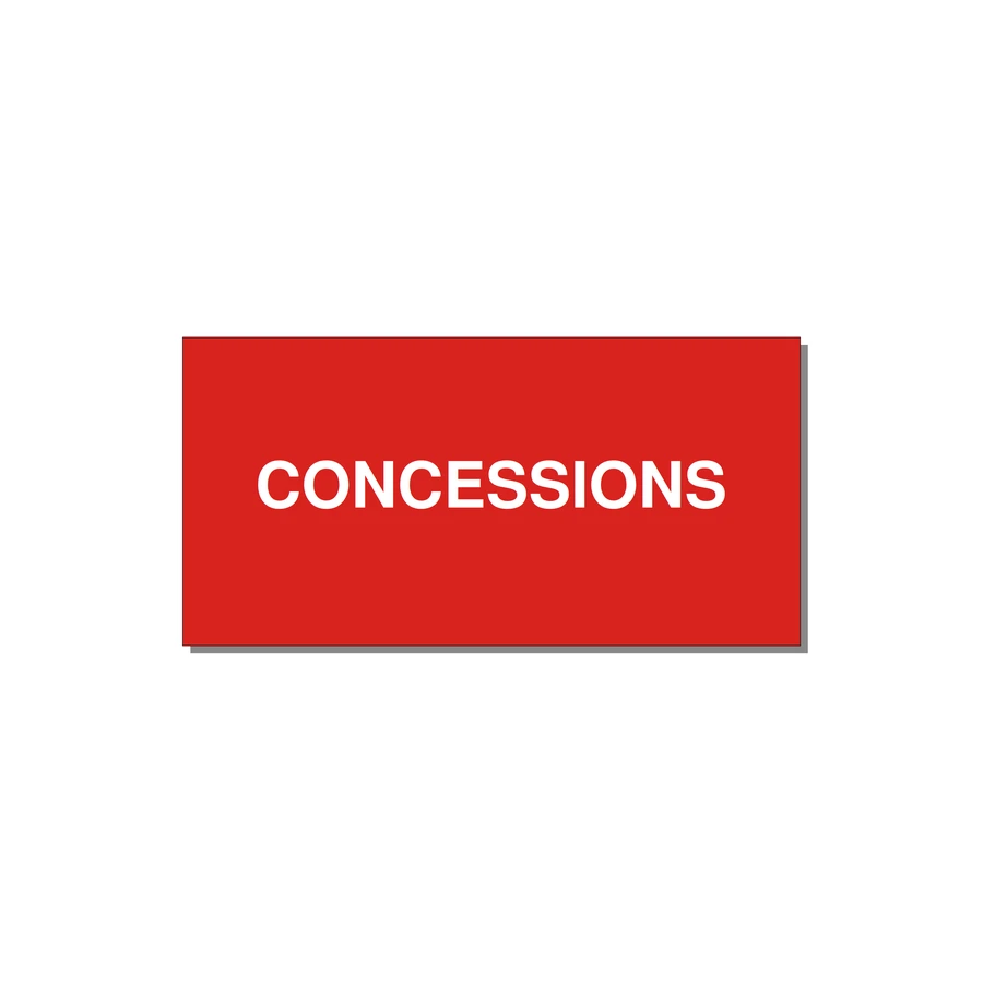 4.0x2.0" Safety Label - CONCESSIONS — 4x2" White on Red, Adhesive
