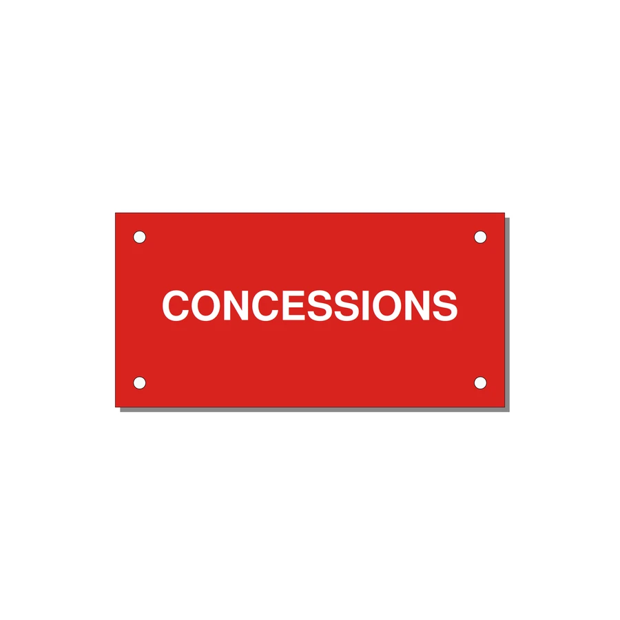 4.0x2.0" Safety Label - CONCESSIONS — 4x2" White on Red, Holes