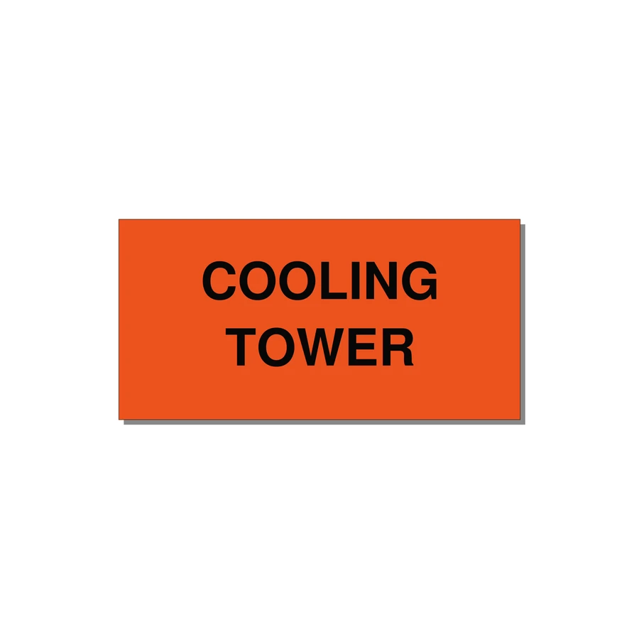4.0x2.0" Safety Label - COOLING TOWER — 4x2" Black on Orange, Adhesive