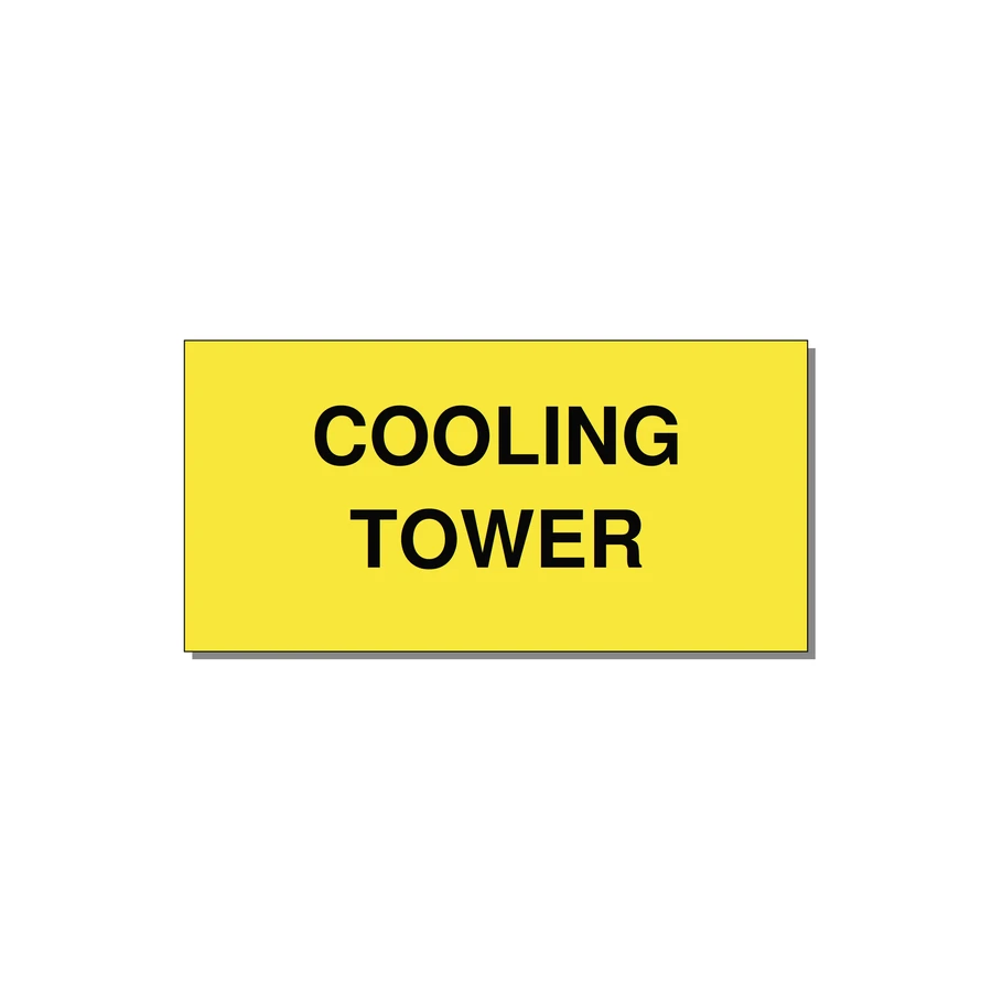 4.0x2.0" Safety Label - COOLING TOWER — 4x2" Black on Yellow, Adhesive
