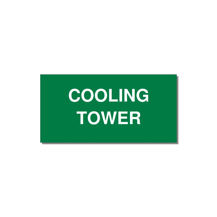 4.0x2.0" Safety Label - COOLING TOWER — 4x2" White on Green, Adhesive