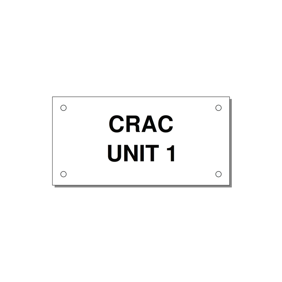 4.0x2.0" Safety Label - CRAC UNIT 1 — 4x2" Black on White, Holes
