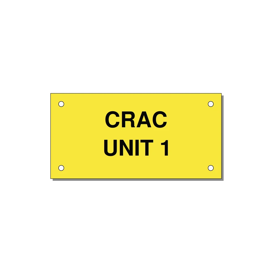 4.0x2.0" Safety Label - CRAC UNIT 1 — 4x2" Black on Yellow, Holes