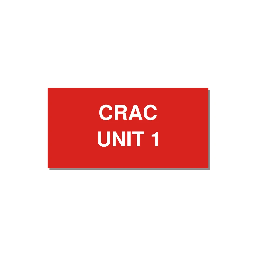 4.0x2.0" Safety Label - CRAC UNIT 1 — 4x2" White on Red, Adhesive