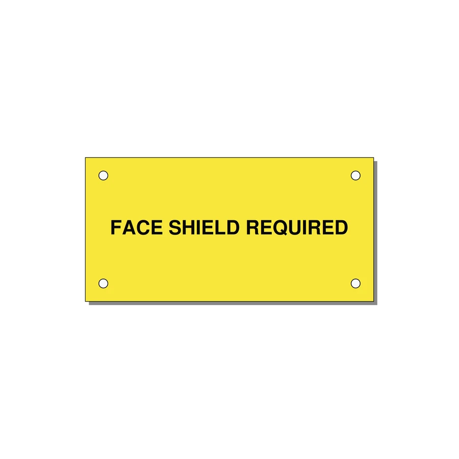 4.0x2.0" Safety Label - FACE SHIELD REQUIRED — 4x2" Black on Yellow, Holes