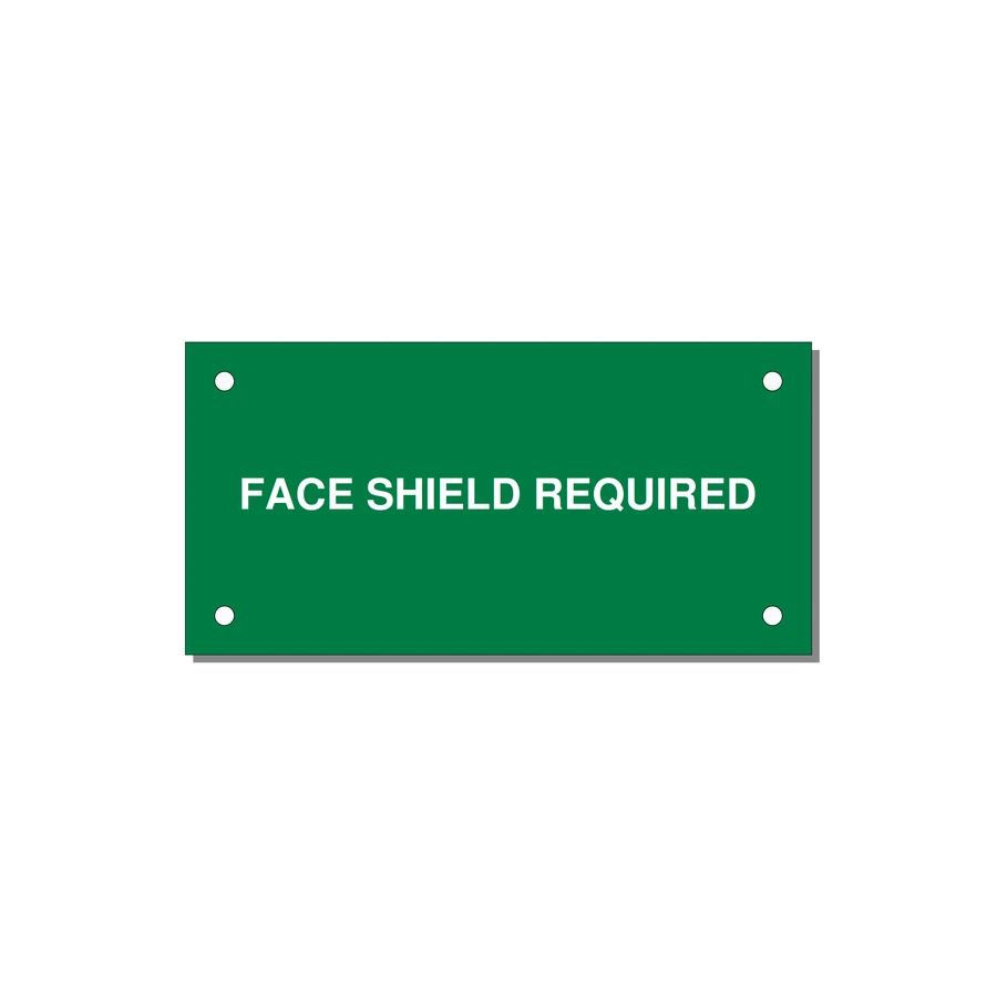 4.0x2.0" Safety Label - FACE SHIELD REQUIRED — 4x2" White on Green, Holes