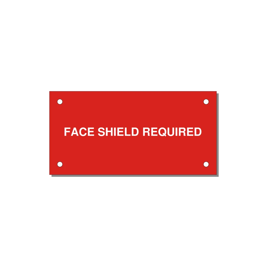 4.0x2.0" Safety Label - FACE SHIELD REQUIRED — 4x2" White on Red, Holes