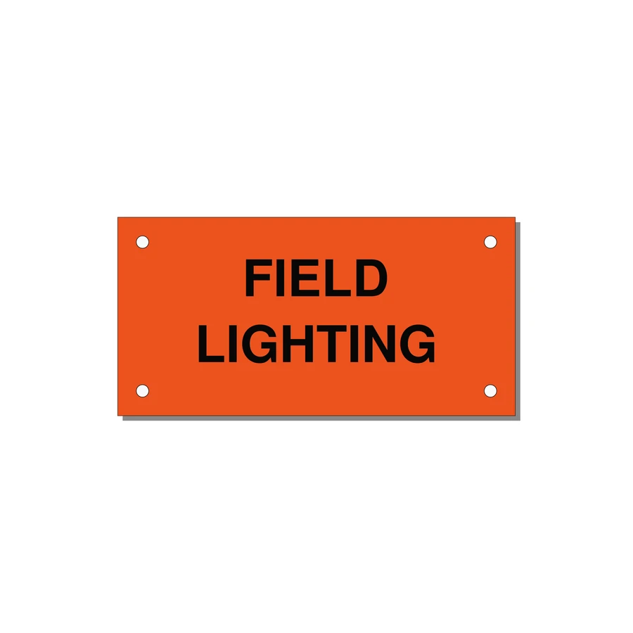 4.0x2.0" Safety Label - FIELD LIGHTING — 4x2" Black on Orange, Holes