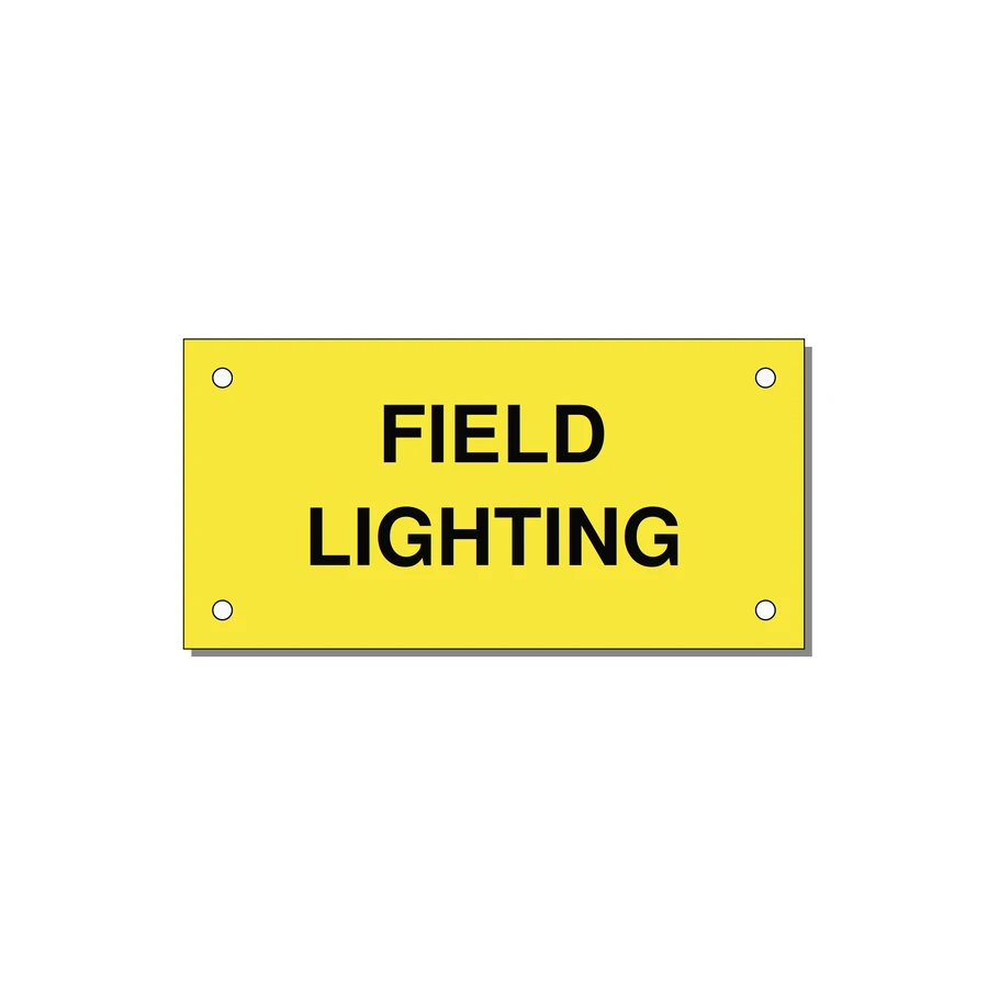 4.0x2.0" Safety Label - FIELD LIGHTING — 4x2" Black on Yellow, Holes