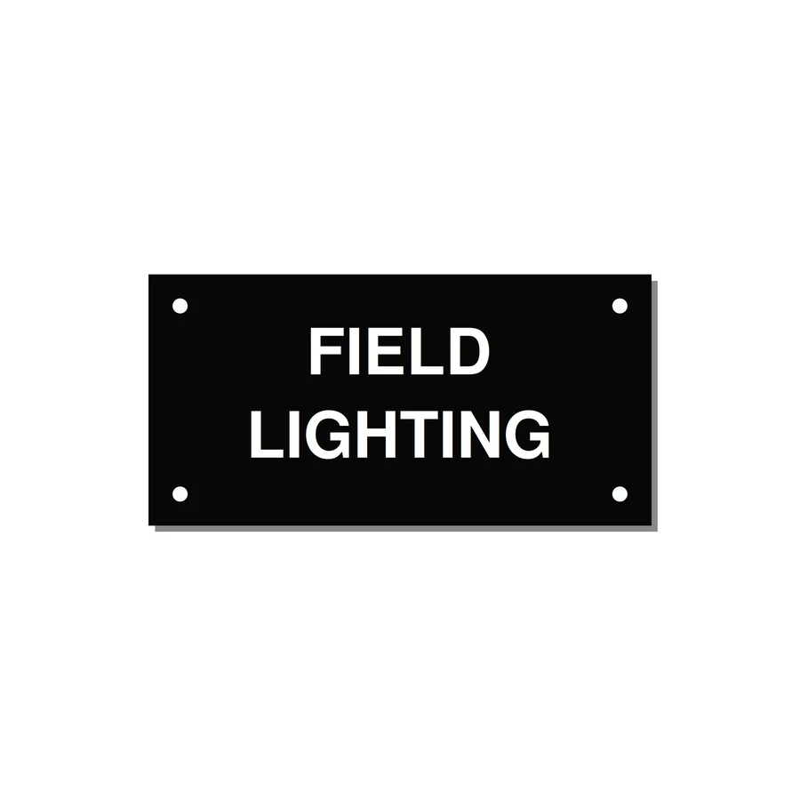 4.0x2.0" Safety Label - FIELD LIGHTING — 4x2" White on Black, Holes