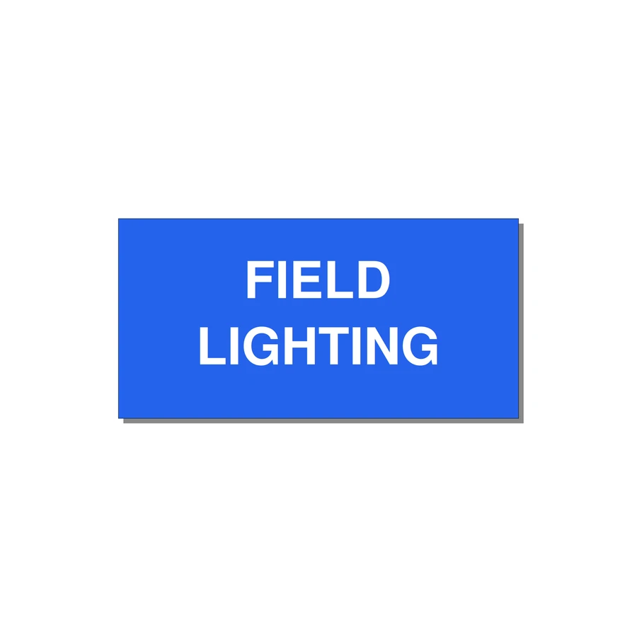 4.0x2.0" Safety Label - FIELD LIGHTING — 4x2" White on Blue, Adhesive