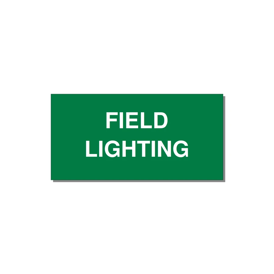 4.0x2.0" Safety Label - FIELD LIGHTING — 4x2" White on Green, Adhesive