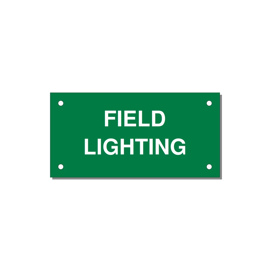 4.0x2.0" Safety Label - FIELD LIGHTING — 4x2" White on Green, Holes