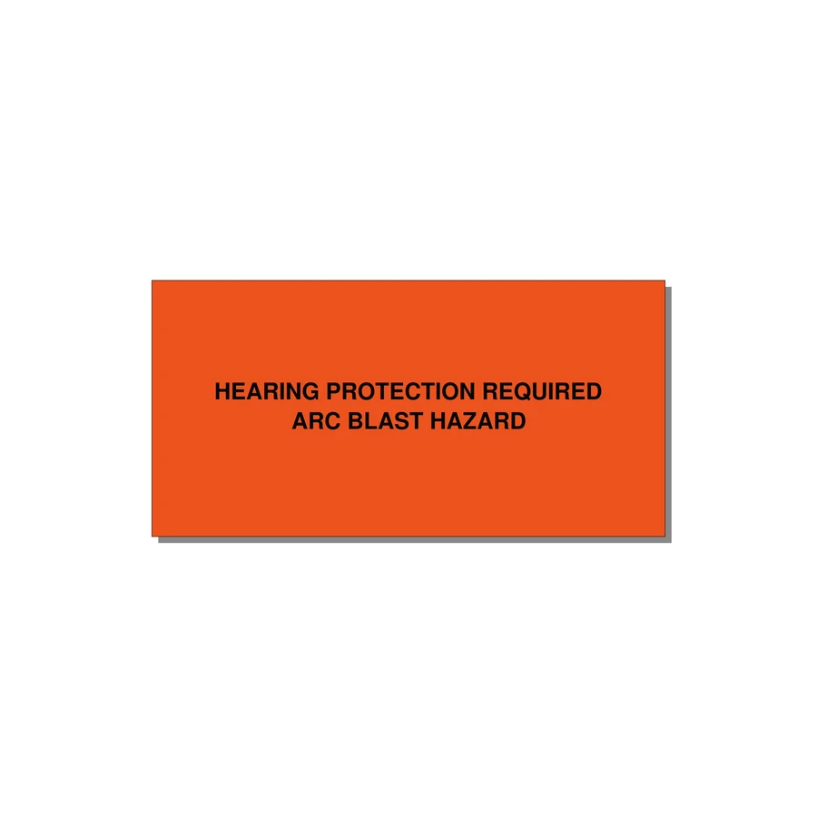 4.0x2.0" Safety Label - HEARING PROTECTION REQUIR — 4x2" Black on Orange, Adhesive