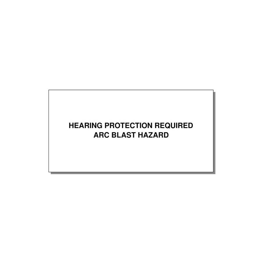 4.0x2.0" Safety Label - HEARING PROTECTION REQUIR — 4x2" Black on White, Adhesive