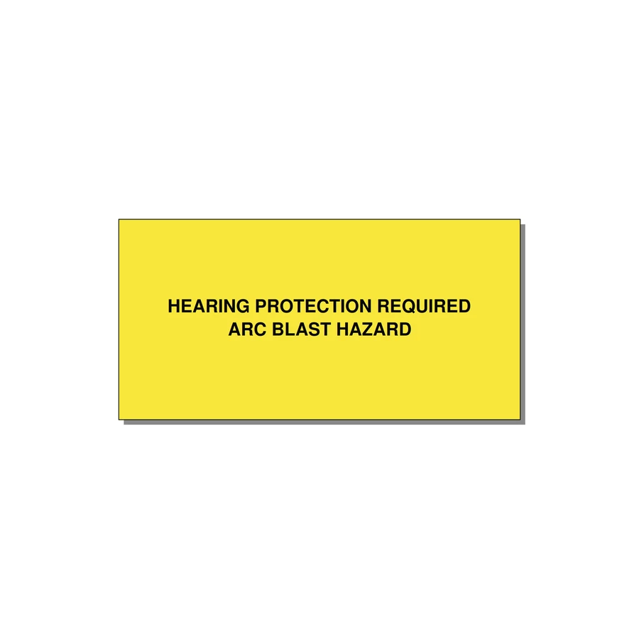 4.0x2.0" Safety Label - HEARING PROTECTION REQUIR — 4x2" Black on Yellow, Adhesive