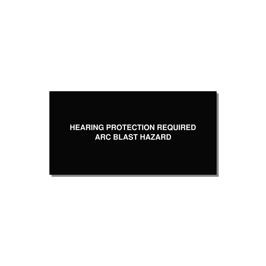 4.0x2.0" Safety Label - HEARING PROTECTION REQUIR — 4x2" White on Black, Adhesive