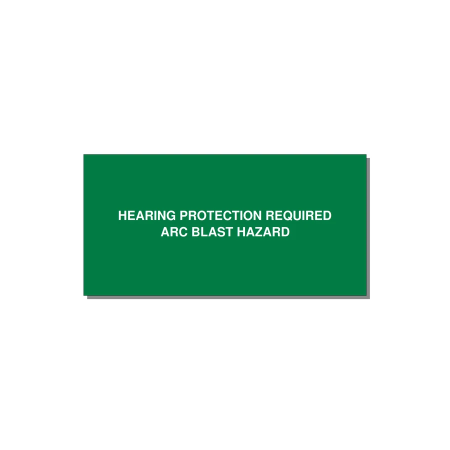 4.0x2.0" Safety Label - HEARING PROTECTION REQUIR — 4x2" White on Green, Adhesive