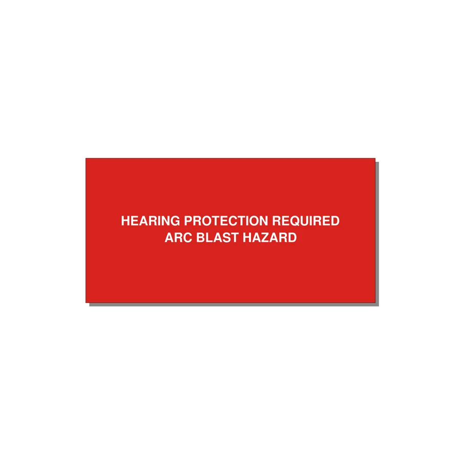 4.0x2.0" Safety Label - HEARING PROTECTION REQUIR — 4x2" White on Red, Adhesive