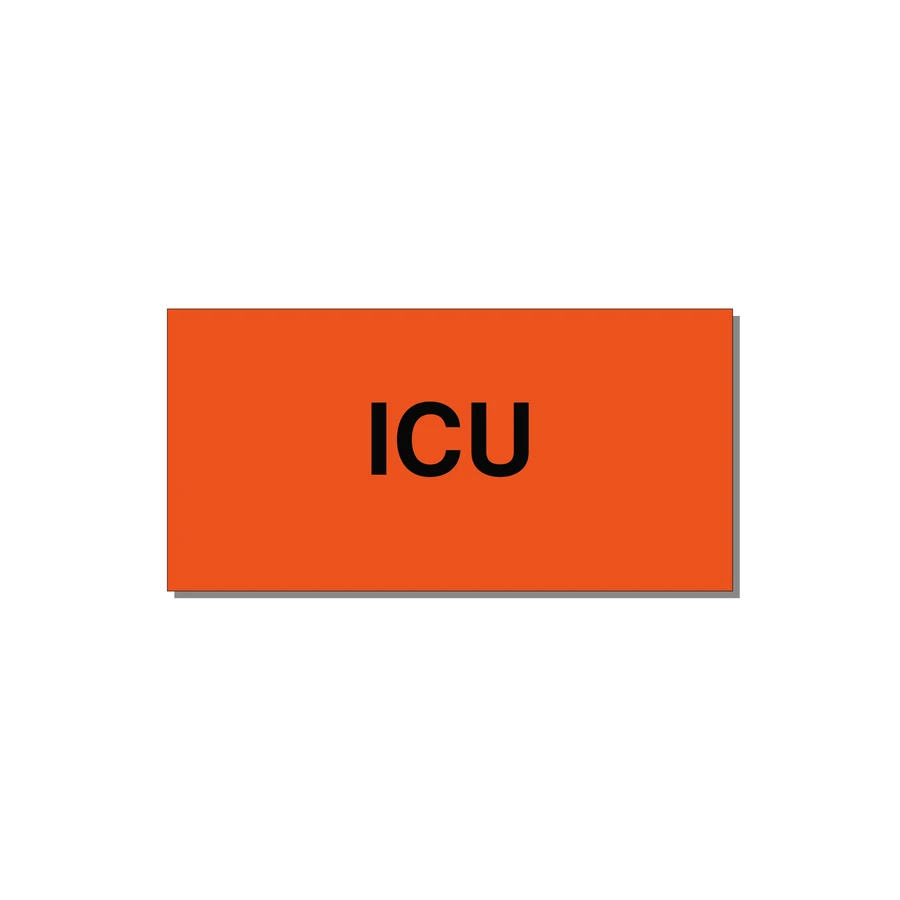 4.0x2.0" Safety Label - ICU — 4x2" Black on Orange, Adhesive