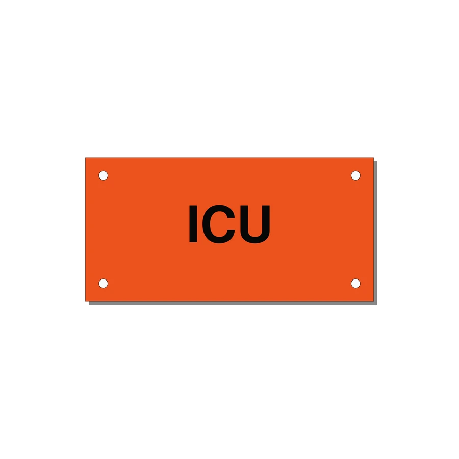 4.0x2.0" Safety Label - ICU — 4x2" Black on Orange, Holes
