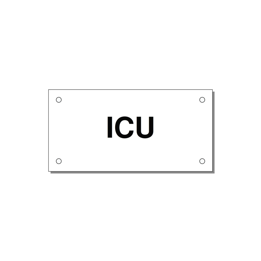 4.0x2.0" Safety Label - ICU — 4x2" Black on White, Holes