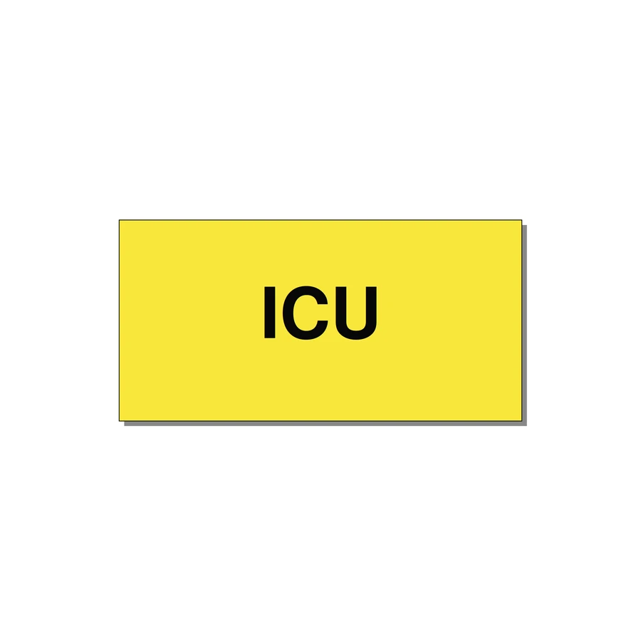 4.0x2.0" Safety Label - ICU — 4x2" Black on Yellow, Adhesive