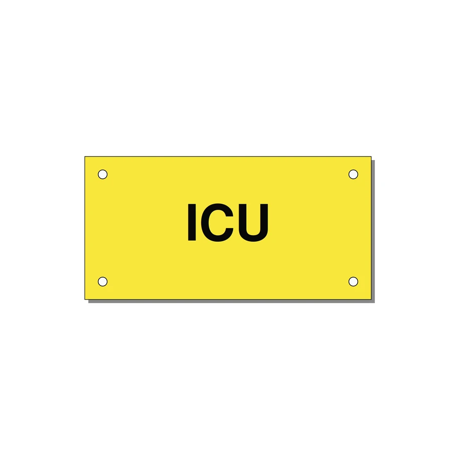 4.0x2.0" Safety Label - ICU — 4x2" Black on Yellow, Holes
