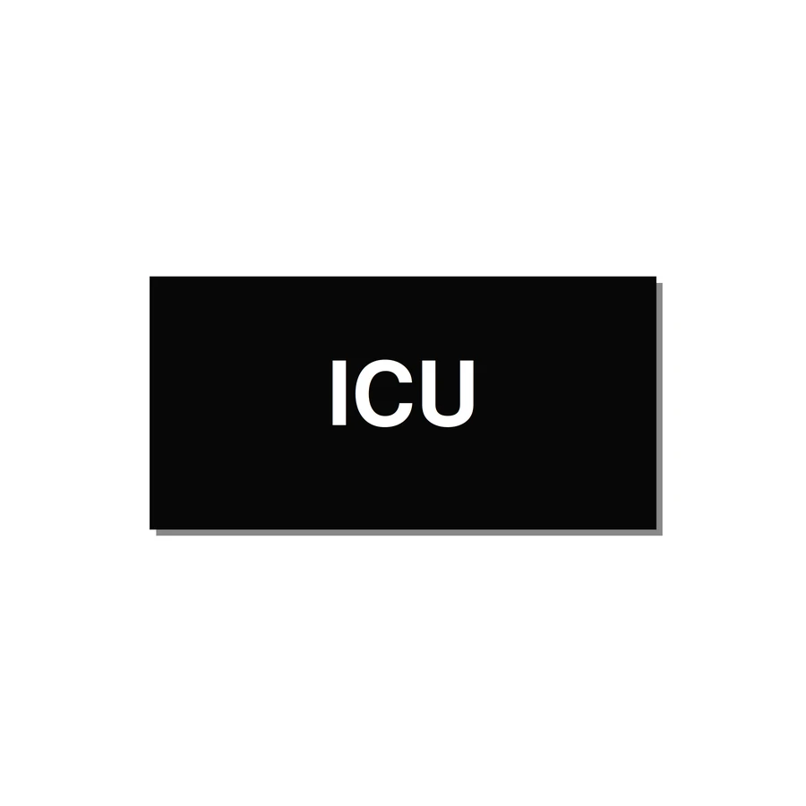 4.0x2.0" Safety Label - ICU — 4x2" White on Black, Adhesive